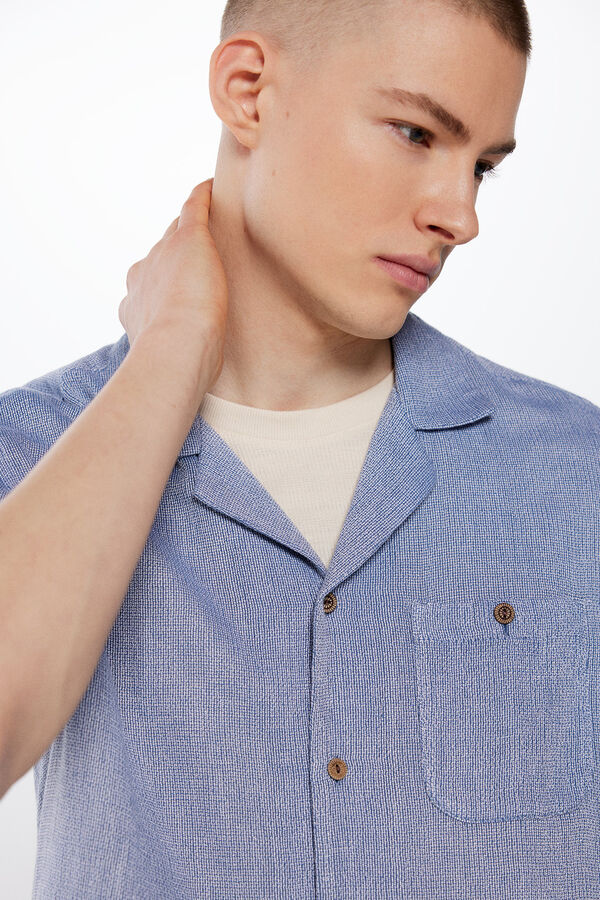 Springfield Camisa manga curta r&uacute;stica azul