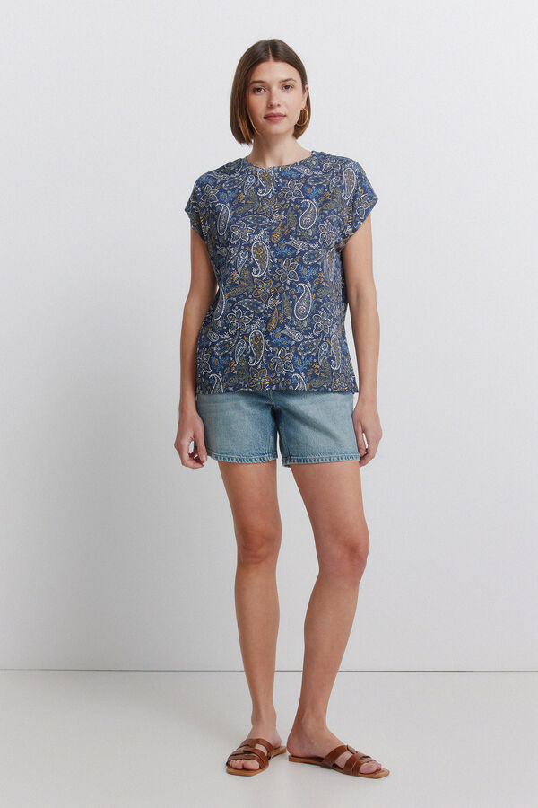Springfield T-shirt de manga curta estampada azul