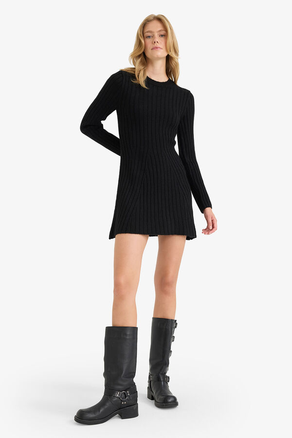 DeFacto Vestido mini manga larga negro