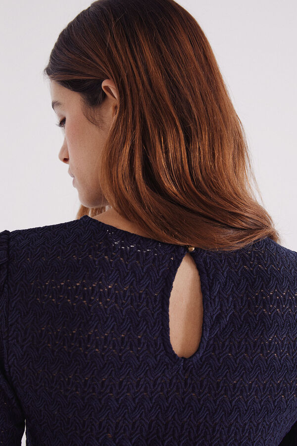 Springfield Camiseta estructura crochet azul