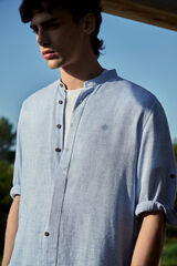 Springfield Camisa mao 3/4 lino viscosa azul