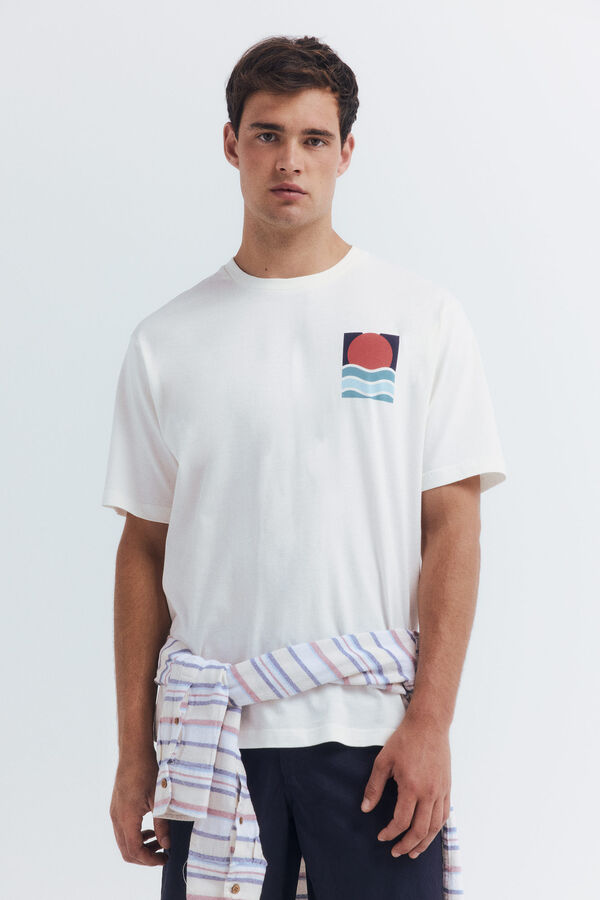 Springfield Camiseta palmeras marfil