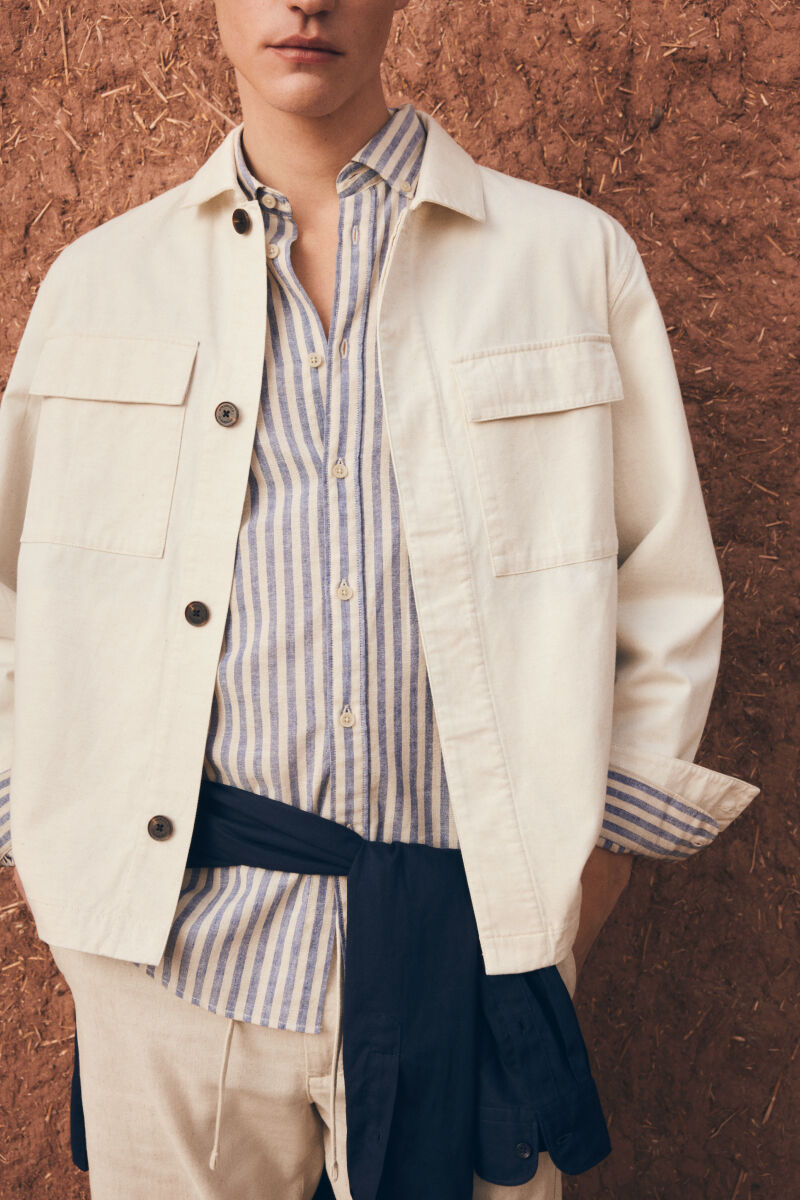Springfield Sobrecamisa de linho e algod&atilde;o com corte overshirt