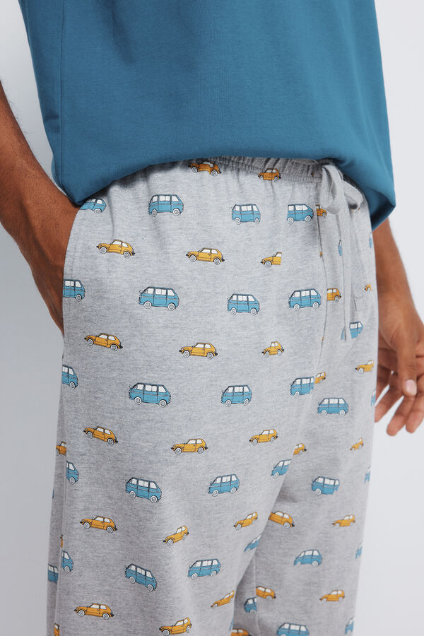 Springfield Pijama largo manga raglan pantal&oacute;n coches azul
