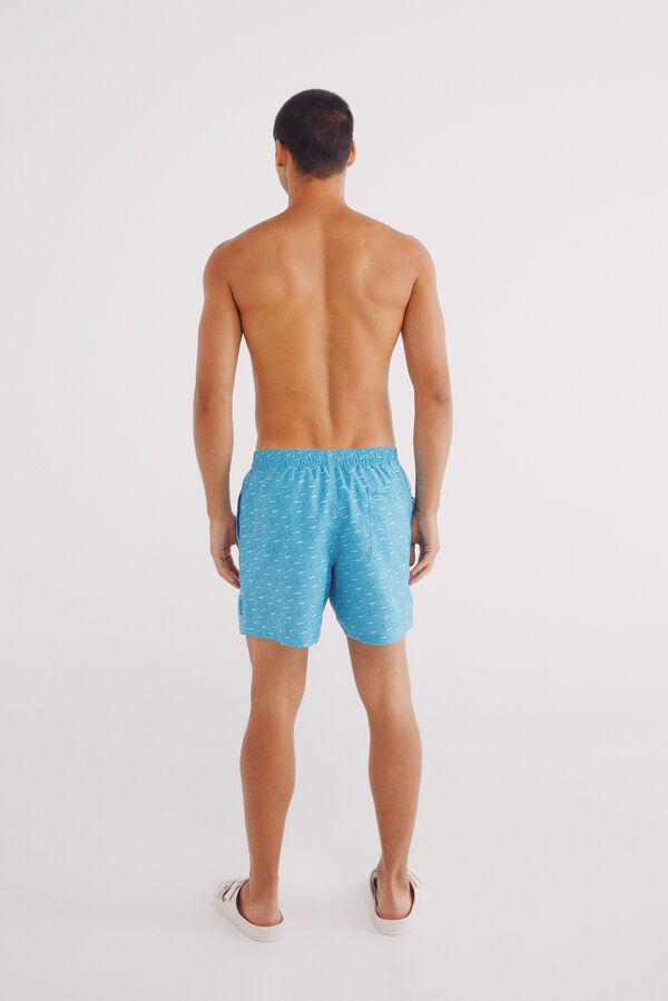 Springfield Ba&ntilde;ador estampado tiburones turquesa