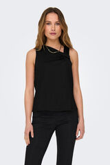 JDY Camiseta sin mangas con drapeado negro