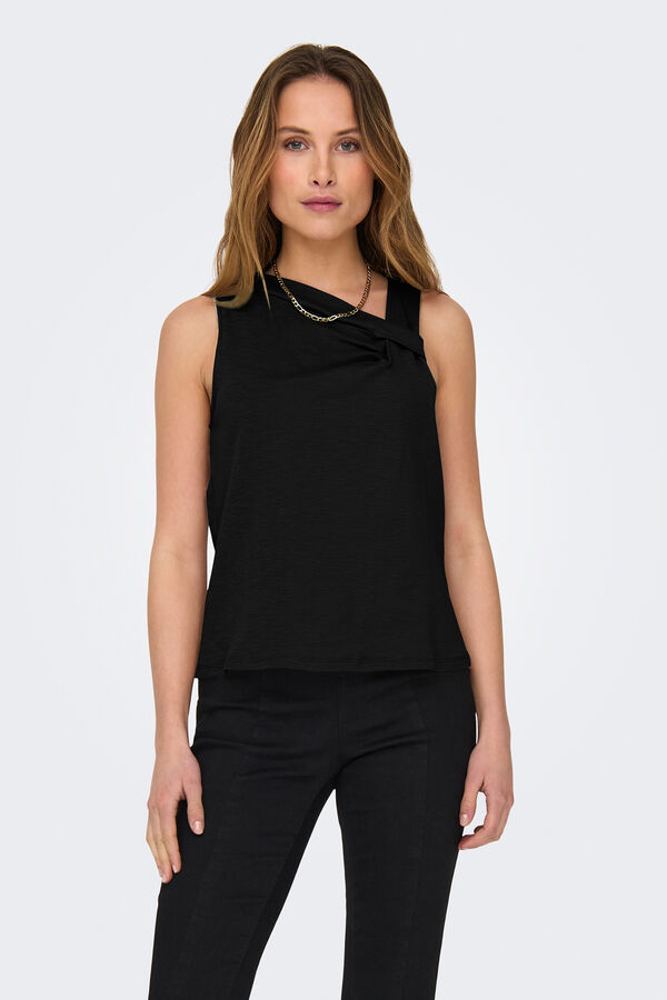 JDY Camiseta sin mangas con drapeado negro