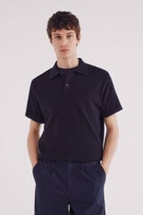 Springfield Su&eacute;ter estruturado de manga curta com gola polo azul