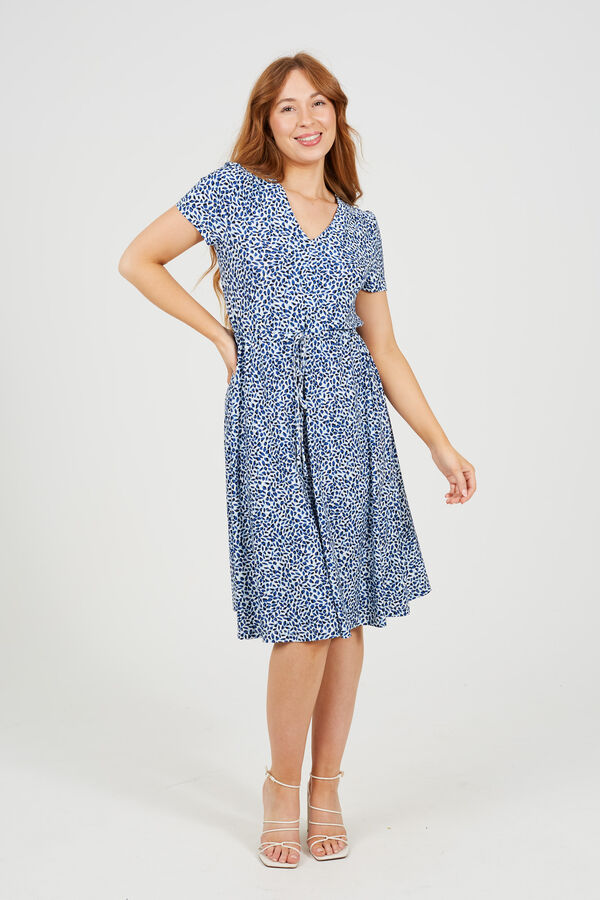 Brave Soul Vestido estampado de manga curta azul