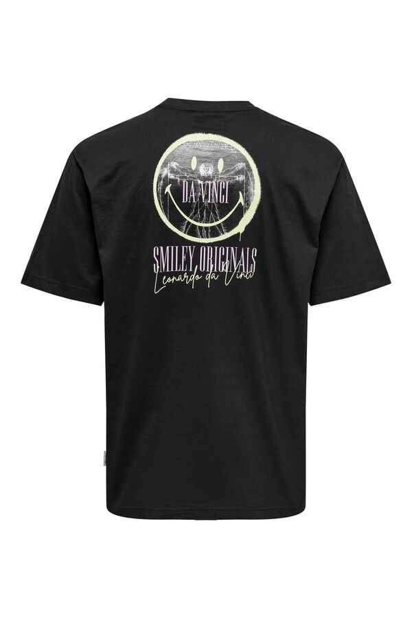 Only & Sons Camiseta de manga corta y dibujo frontal negro