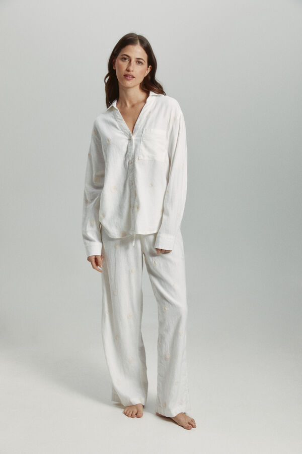 Only Camisa manga comprida de linho  branco