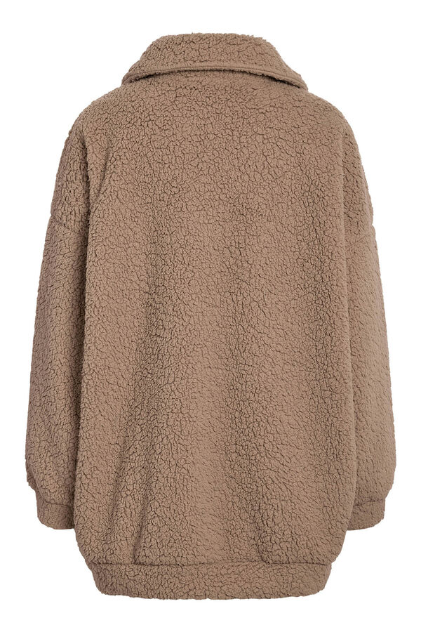 Noisy May Abrigo de peluche con cierre de cremallera nude