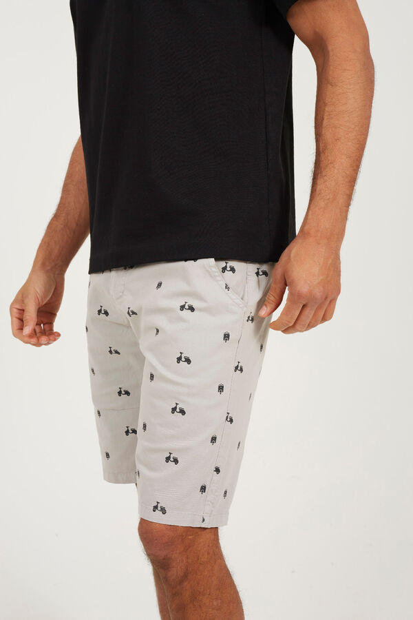 Brave Soul Shorts estampado com cinco bolsos cinzento