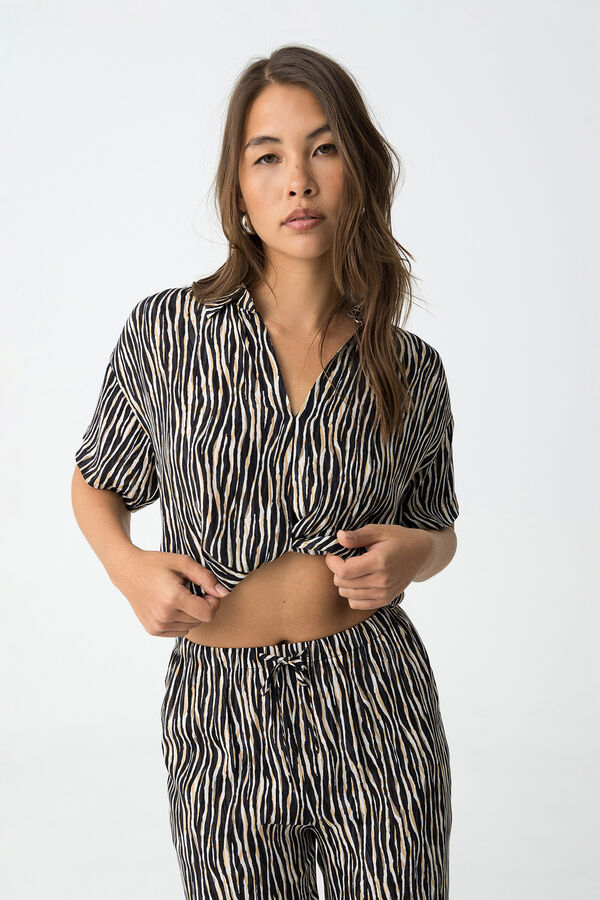 Tiffosi Camisa Cropped Estampada negro