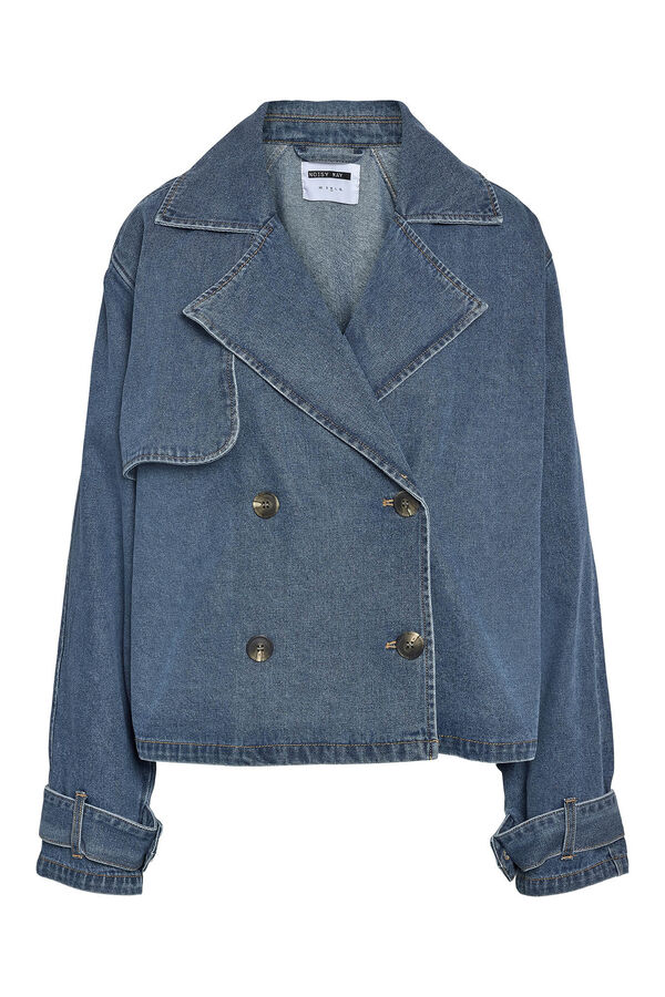 Noisy May Chaqueta vaquera tipo trench corta con botonadura frontal. azul