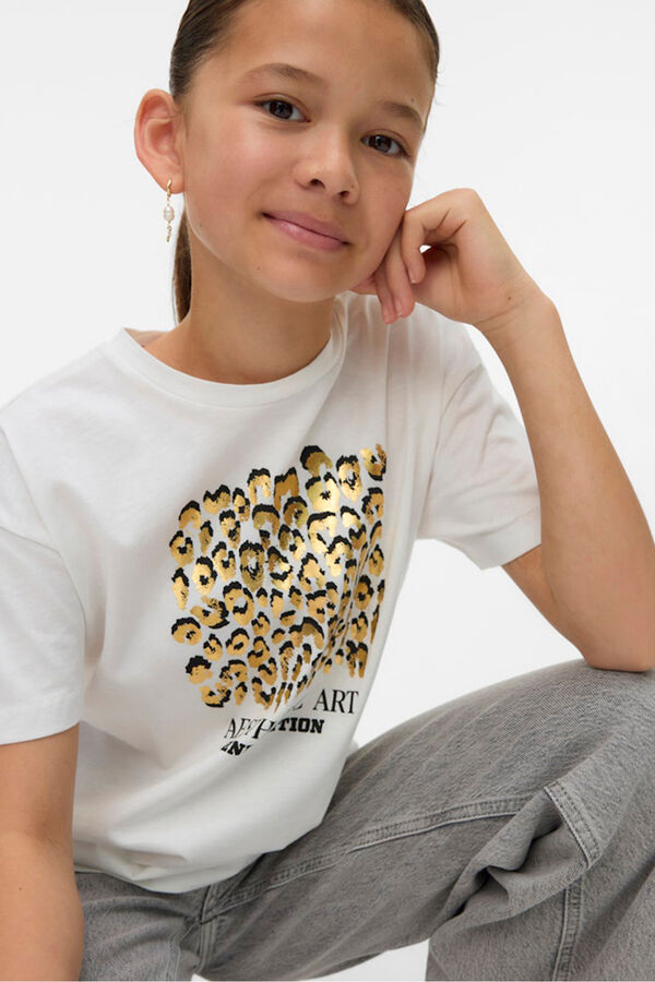 Vero Moda Girl Camisola algod&atilde;o manga curta branco