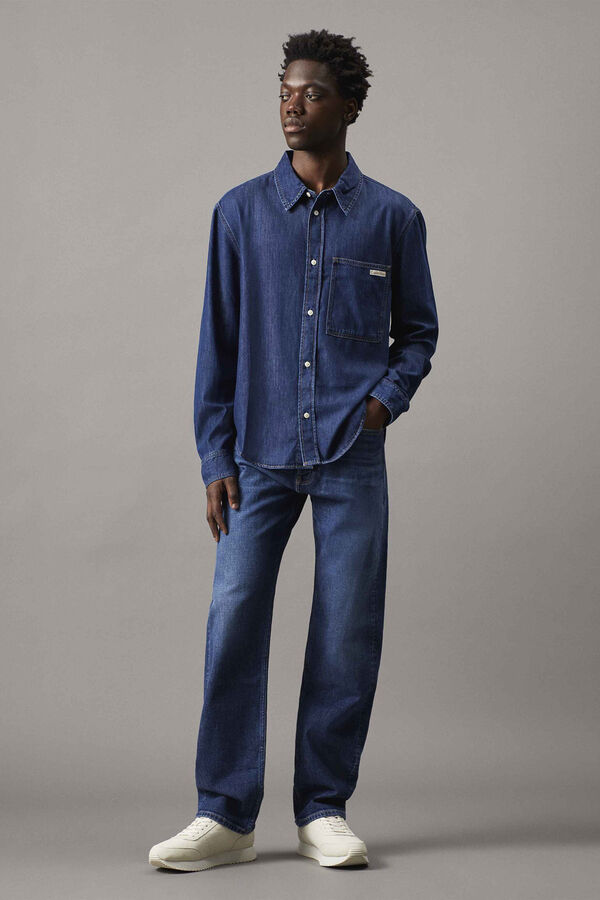 CK Jeans Camisa de ganga de manga comprida. azul