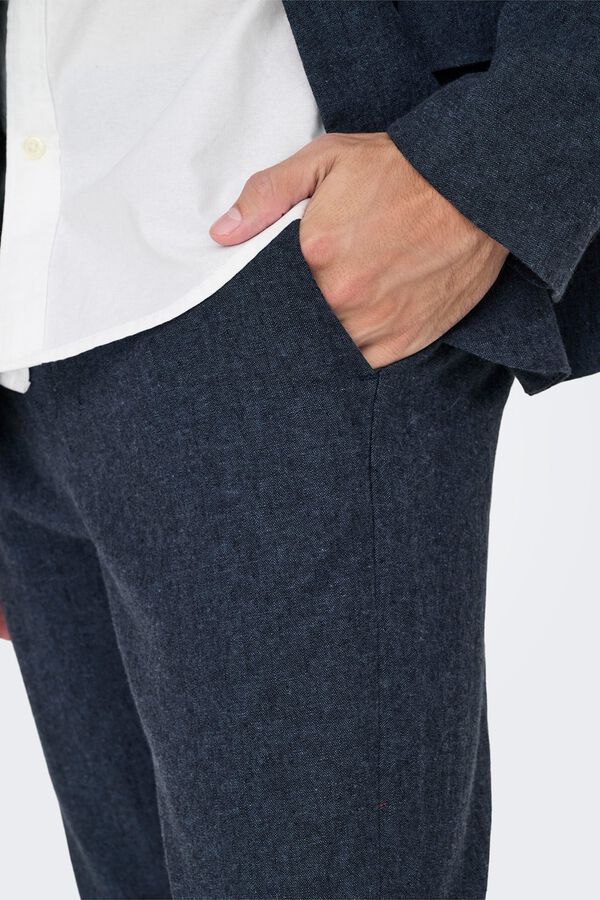 Only & Sons Cal&ccedil;as de vestir em linho azul