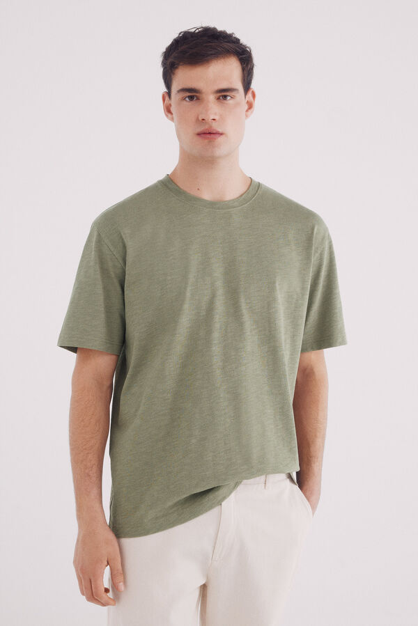 Springfield T-shirt algodão slub bege