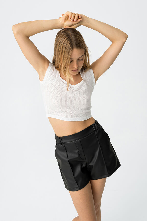 Tiffosi Young Pantalones cortos efecto piel negro