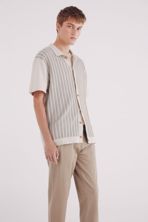 Springfield Pantal&oacute;n chino microestampado slim fit nude