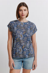 Springfield T-shirt de manga curta estampada azul