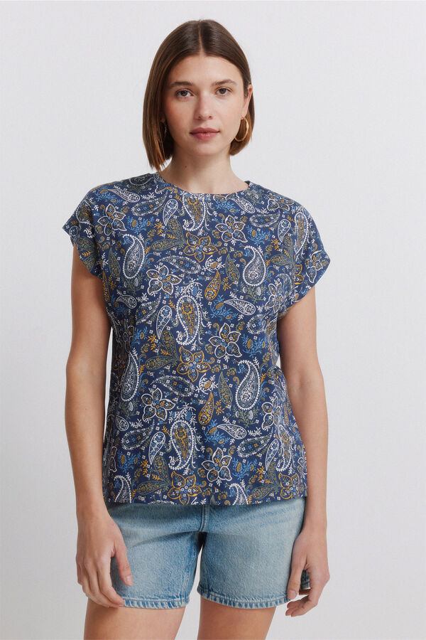 Springfield T-shirt de manga curta estampada azul