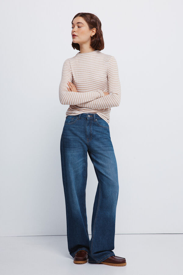 Springfield Camiseta cuello perkins tacto suave tostado