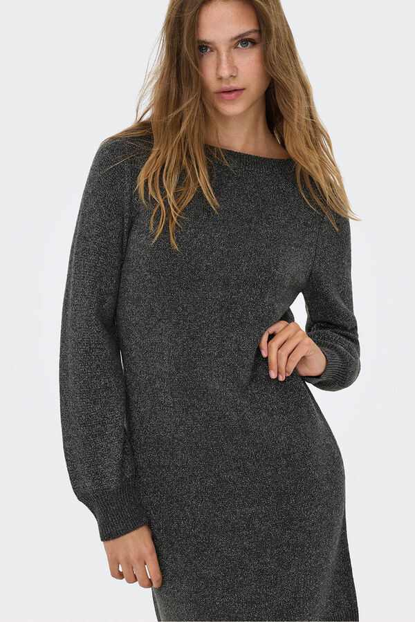 JDY Vestido curto de malha lurex cinzento