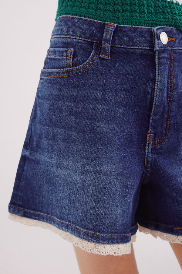 Springfield Kids Shorts denim de crochet para meninas azul