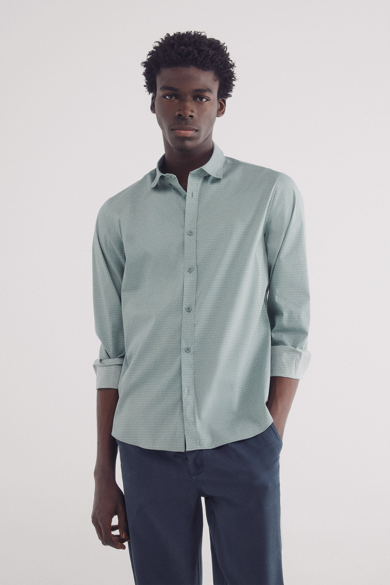 Springfield Camisa popel&iacute;n micro print easy care