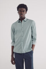 Springfield Camisa popel&iacute;n micro print easy care verde