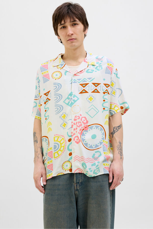 Jack & Jones Camisa relaxed fit estampada blanco