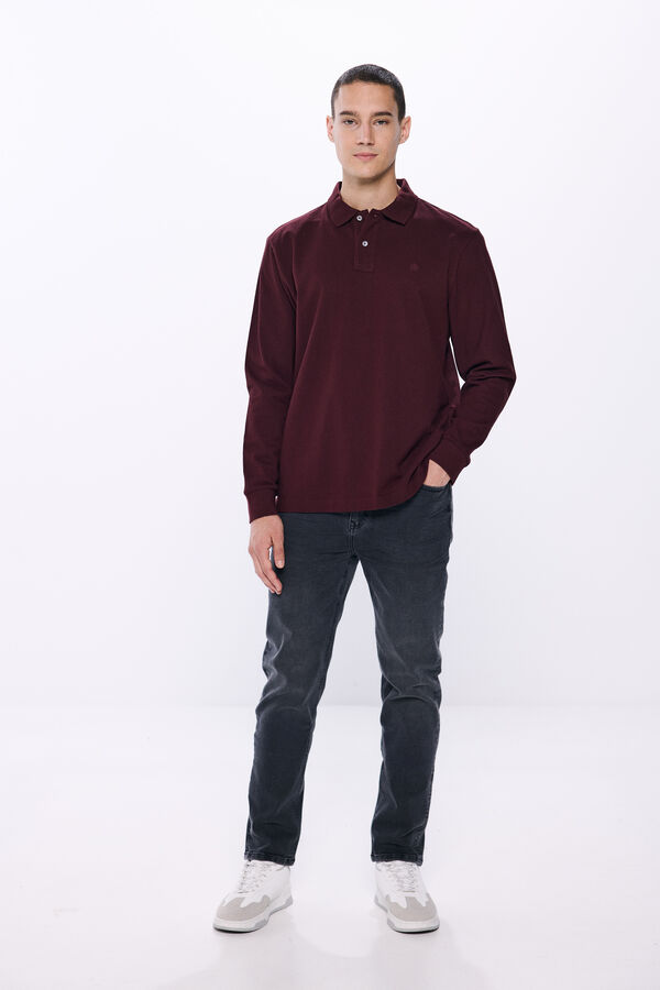 Springfield Camisa polo b&aacute;sica manga comprida Springfrield vermelho