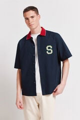 Springfield Camisa varsity manga curta azul