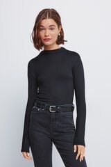 Springfield Camiseta cuello perkins tacto suave negro