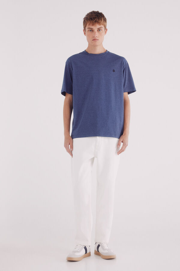 Springfield Camiseta micro listrada tecida azul