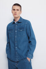 Springfield Camisa vaquera con canes&uacute; azul