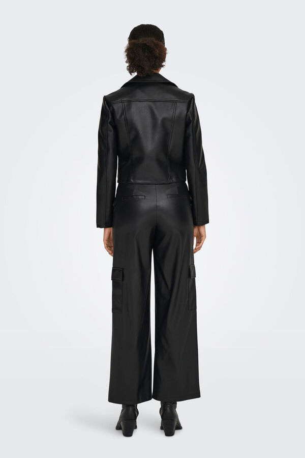 JDY Cazadora de polipiel negro