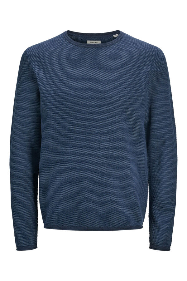 JJ REBEL Su&eacute;ter texturizado b&aacute;sico azul