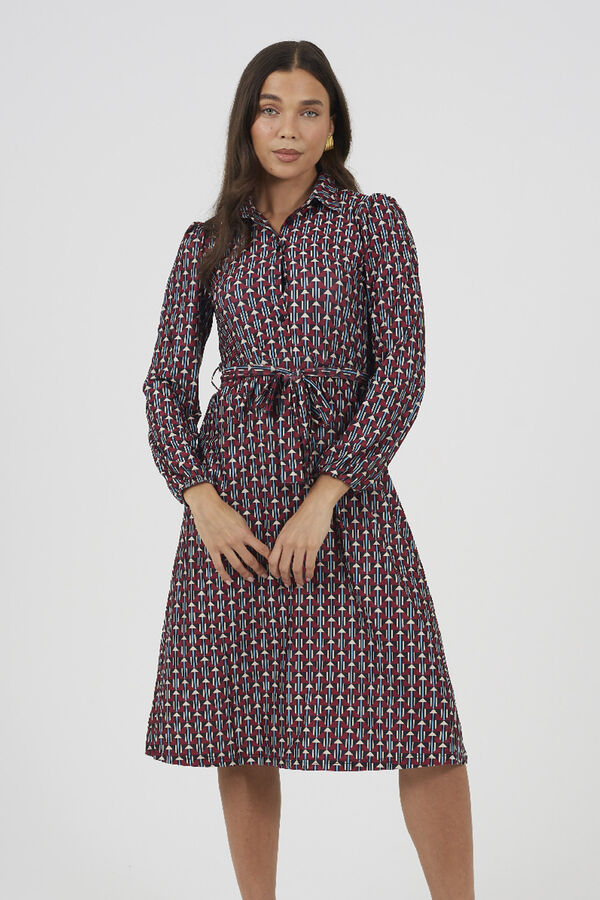 Brave Soul Vestido camisero estampado burdeos