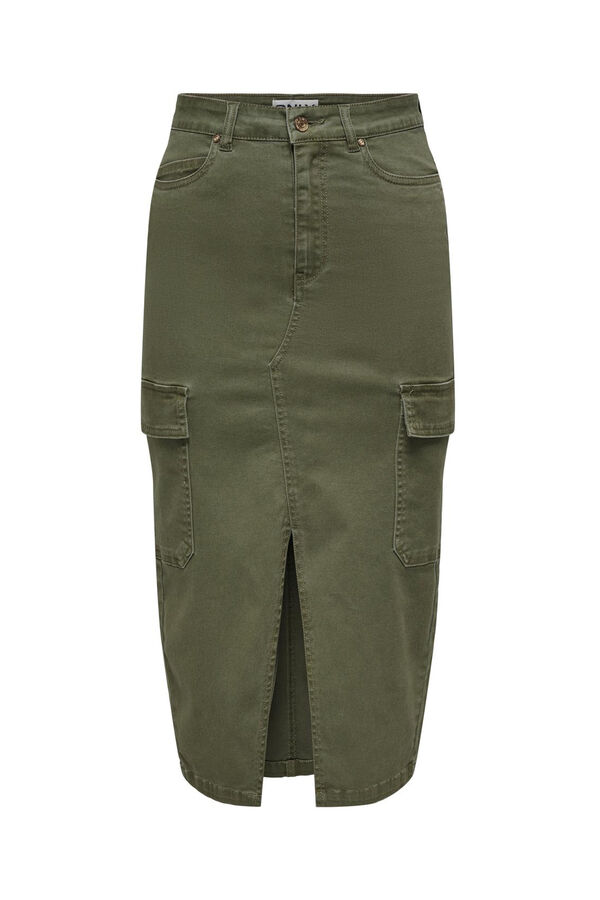 Only Falda midi ajustada tipo cargo verde