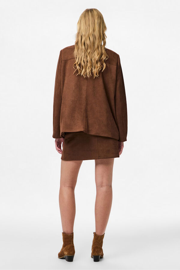 Pieces Saia curta camur&ccedil;a castanho