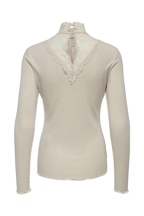 Only Top de malha renda cinzento