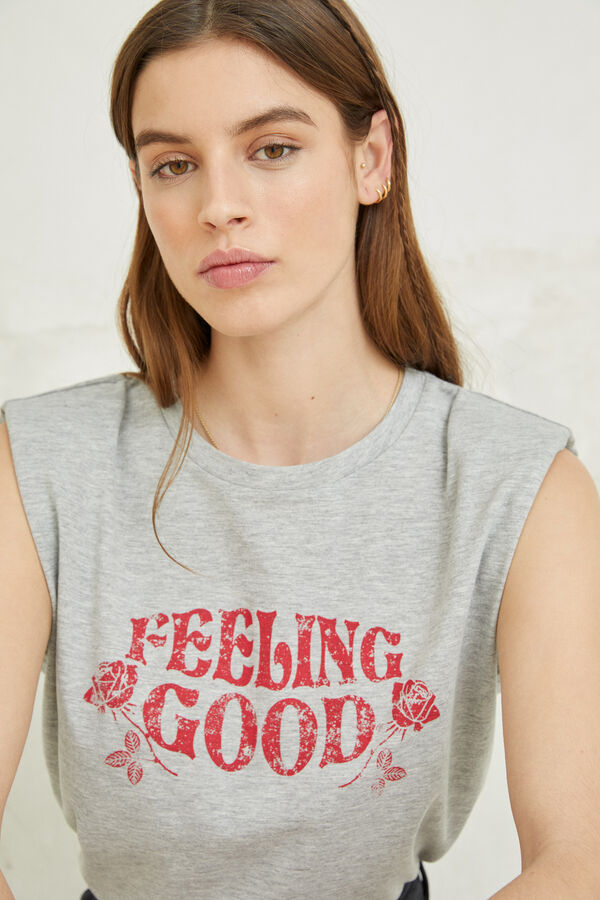 Springfield Camiseta "Feeling Good" hombreras algodón orgánico gris claro