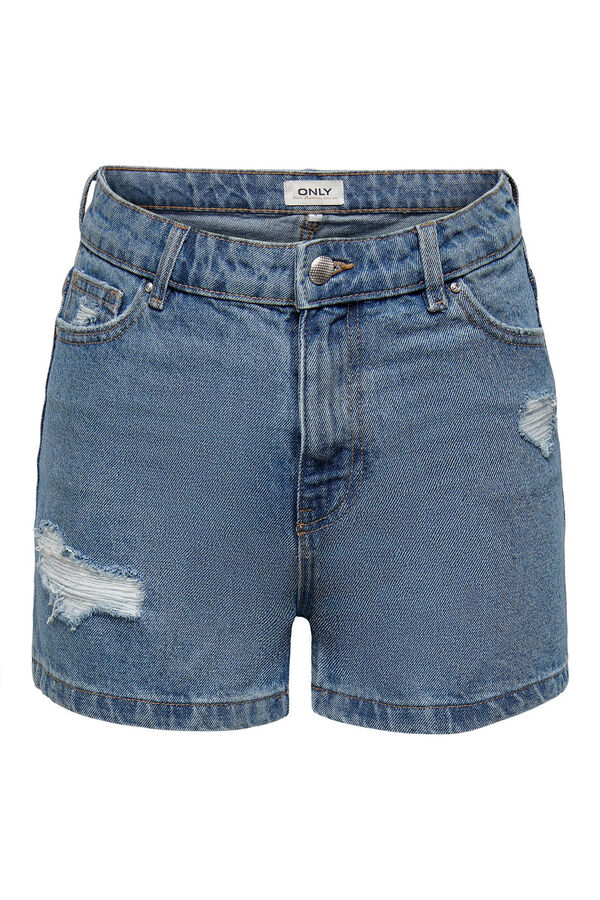 Only Vaquero corto Mom Fit azul
