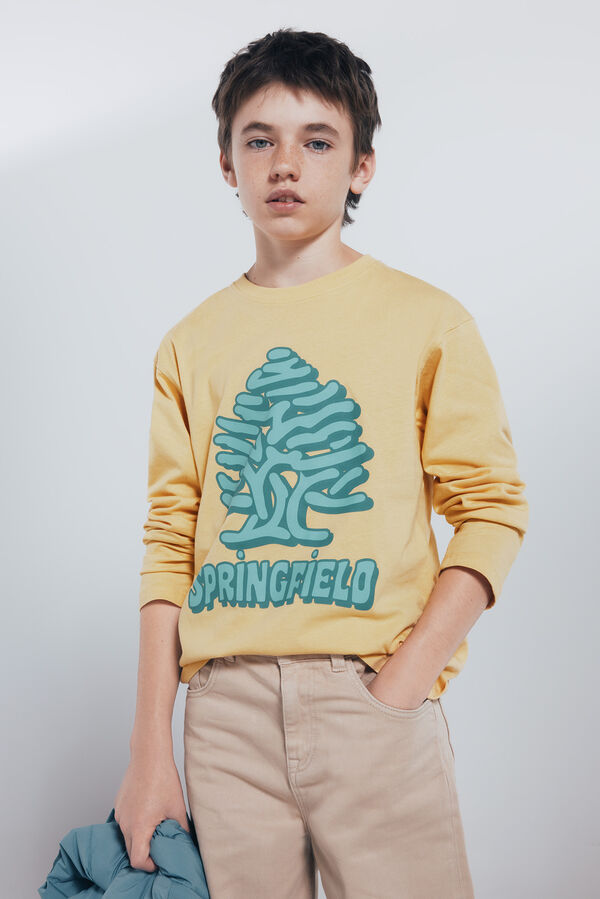 Springfield Kids Camiseta manga comprida &aacute;rvore amarela para meninos amarelo