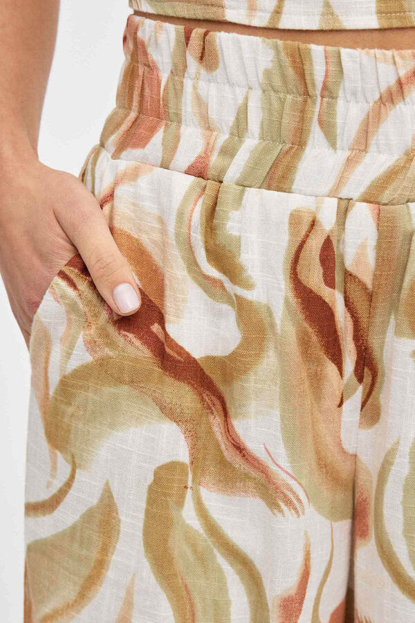 Inside Pantal&oacute;n Wide Leg Estampado beige