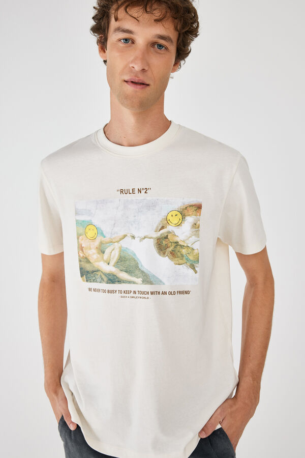 Springfield Camiseta Smilyworld estampado fondo blanco