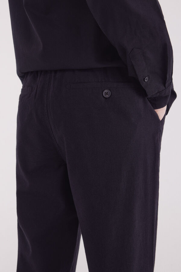 Springfield Pantal&oacute;n chino lino slim fit negro